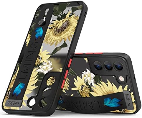 Bilek Kayışı Kickstand ile Samsung Galaxy S22 Artı Kılıf için Lming, Ayçiçeği Tasarım Bileklik Telefon Kılıfı Kızlar
