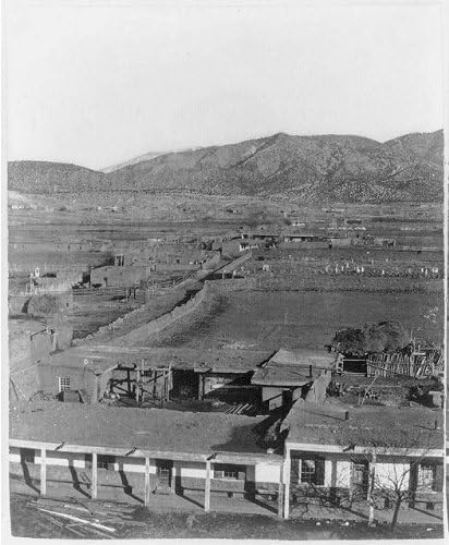 Fotoğraf: Santa Fe, New Mexico, NM, Doğu Manzarası, Dağlar, Binalar, c1885