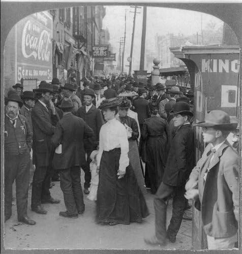 HistoricalFindings Fotoğraf: Cumartesi Öğleden sonra, Müreffeh Kasaba, Orta Batı, Decatur, Illinois,IL, 1904, Kaldırım