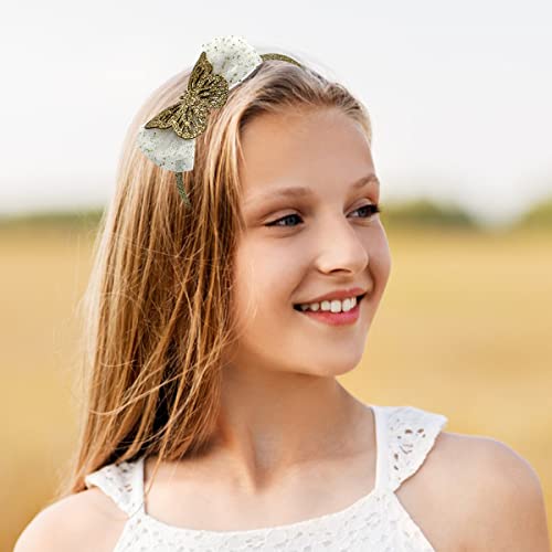 Totelüks Altın Kelebek Kafa Bandı Glitter Yay saç bandı Kadın Kızlar saç aksesuarları Doğum Günü Partisi Iyilik Headdress