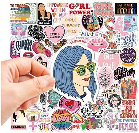 ENGOOFİNE 50 Adet Feminist Çıkartmalar Girly Kız Güç Indie Ayna Dizüstü Çıkartmalar Kadınlar için Farkındalık Kız