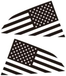 Arka Yan Çeyrek Pencere Vinil Çıkartması ile Uyumlu Camaro 2010-2015, mat Siyah Amerikan Bayrağı Sticker (Sıkıntılı)