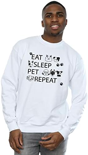 Evcil Erkek Eat Sleep Pet Tekrar Sweatshirt Beyaz X-Large