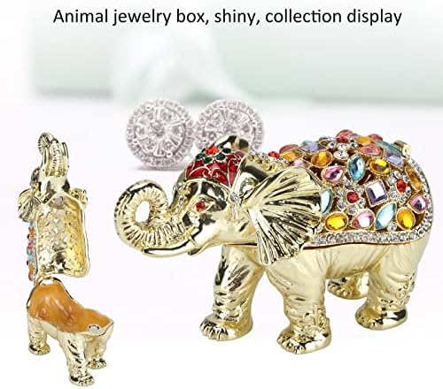 Içi boş Altın Fil Takı saklama kutusu, 2 Adet Rhinestone Bejeweled Fil Mücevher Kutusu Hayvan Heykelcik Takı Biblo
