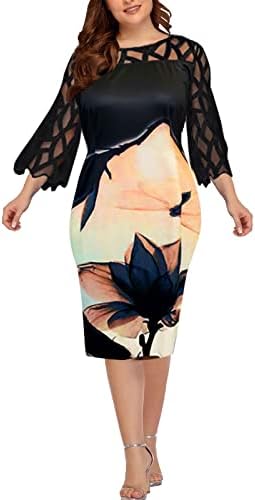 Artı Boyutu Kokteyl Elbiseleri Kadınlar için Moda Pullu Glitter evaze elbise Kısa Kollu Sıkı Bodycon Elbise