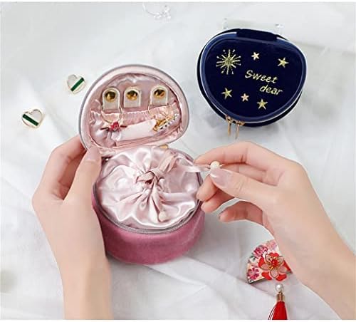 DANN Takı saklama Kutusu Mini Seyahat Kumaş Küpe Bilezik Takı Kalp şeklinde Takı saklama Çantası Japon seyahat Depolama