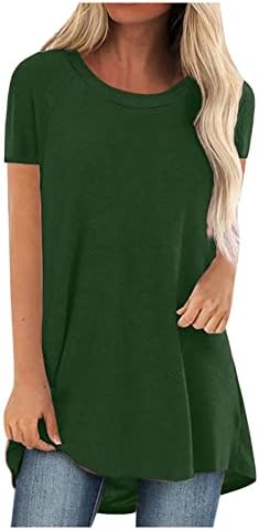 Kadın Yaz Tunik Üstleri V Yaka Bluz Gömlek Kısa Kollu Tees Şık Rahat T Shirt Zarif Uzun Gömlek Moda Bluzlar