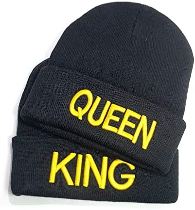 Vıvıphanhy Çiftler Siyah Kral Kraliçe Örme Eşleştirme bere şapkalar, Erkek Kadın Kış Skullies Beanies Caps Paketi