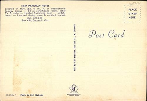 Yeni Parkway Hotel Cornwall, Ontario Kanada Orijinal Vintage Kartpostal