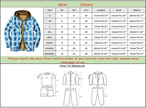 XZHDD Ekose Ceketler Gömlek Mens için, Kış kapüşonlu ceket Pamuk-yastıklı Sıcak Düğme Fermuar Gevşek Rahat Ekose