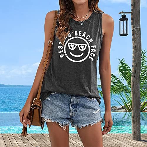 Plaj Tankı Üstleri Kadınlar için Rahat Yaz Kolsuz Grafik Tees Komik Kalp Baskı Egzersiz Tatil Gömlek Tops