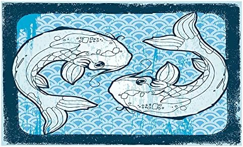 Lunarable Koi Balığı Seramik Diş Fırçası Tutacağı, Harmony Ying Yang ile Yüzmeyi Tasvir Eden Gravür Desenli Hayvanlar,