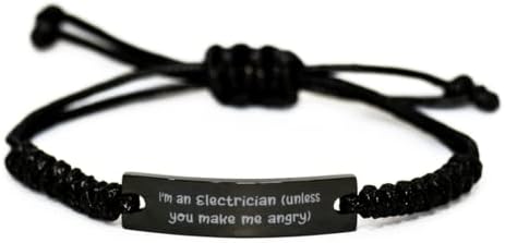 Ben Bir Elektrikçiyim (Beni Kızdırmadığınız Sürece) Siyah İp Bileklik, Elektrikçi Oymalı Bileklik, Elektrikçiye Şaka