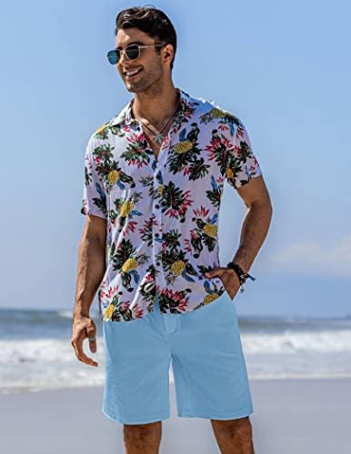 COOFANDY erkek Keten Kısa Elastik Bel İpli Rahat Yaz plaj şortu