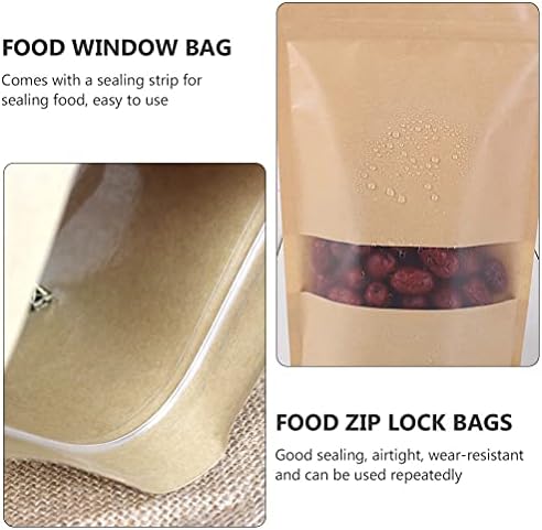 Cabilock 50 Adet Kraft Kağıt Stand Up Çanta Kullanımlık Vana BagWindow Gıda Çay Sızdırmazlık Torbaları
