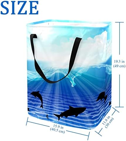 Ücretsiz Deniz Yunus Baskı Katlanabilir çamaşır sepeti, 60L Su Geçirmez çamaşır sepetleri çamaşır Kutusu Giysi Oyuncak