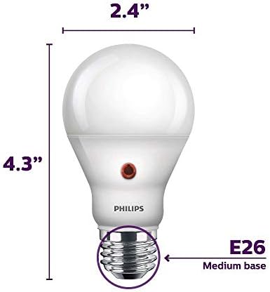 Philips LED 466565 BC8A19/AMB/827 / ND D2D 120V 4/1 60 Watt Eşdeğer Yumuşak Beyaz Şafağa Kadar Alacakaranlık İç /