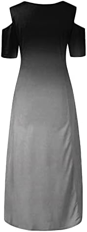 Fragarn Çiçek Maxi Elbiseler Kadınlar için, Artı Boyutu Kadın Yuvarlak Boyun Kısa Kollu Kapalı tek omuzlu elbise