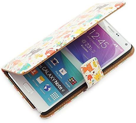 Bfun Ambalaj Renkli Kedi Kelebek Cüzdan Deri Kapak Kılıf Samsung Galaxy Not 4 için