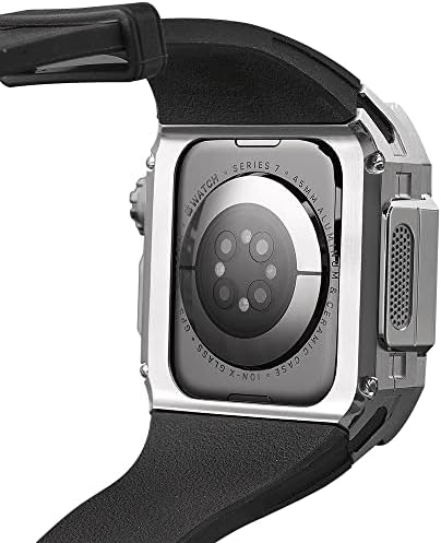 BCMCBV Değerli Metal saat kayışı Güçlendirme Kiti İçin Apple Watch 7 8 Ultra 45mm Flor Kauçuk Kayış + Kılıf, değerli