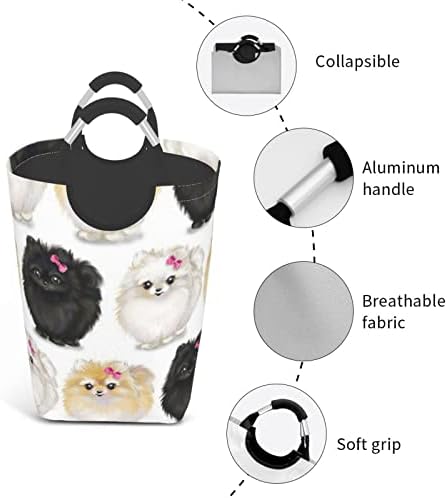 Pomeranians Desen Kirli Giysiler Paketi, Katlanabilir, Saplı, Banyo Dolabı İçin Uygun Ev Depolama
