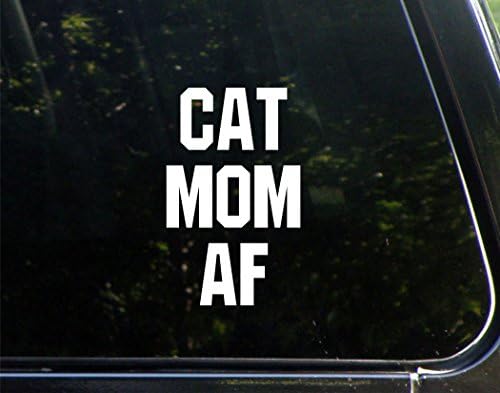Kedi Anne AF - 3-3/4 x 6- Vinil Kalıp Kesim Çıkartması/TAMPON çıkartması Pencereler, Arabalar, Kamyonlar, Dizüstü