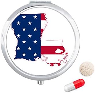 Louisiana ABD Haritası Yıldız ve Çizgili Bayrak Hap Kutusu Cep tıbbi saklama kutu konteyner Dağıtıcı