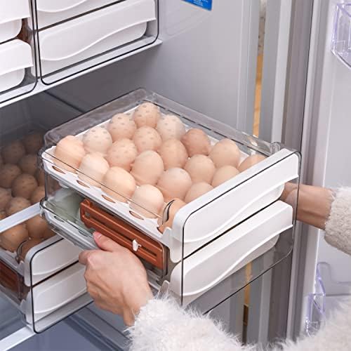 FiiMan Büyük Kapasiteli Çekmece tipi Yumurta Tutucu İle Zaman İşaretleyici, Ev Yumurta Taze saklama kutusu, Tavuk