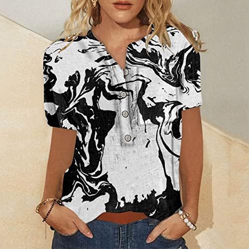 Üst T Shirt Kadın Sonbahar Yaz Kısa Kollu Elbise Ekip Boyun Düğme Aşağı Yukarı Salonu T Shirt 45 45