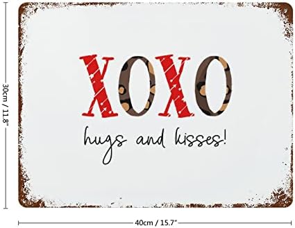 Özel İşaretler Buffalo Kareli Aşk Sözleri XOXO Alüminyum Tabela 12 x 16 Öpücükler Sarılmalar XOXO Aşk Kalp Metal