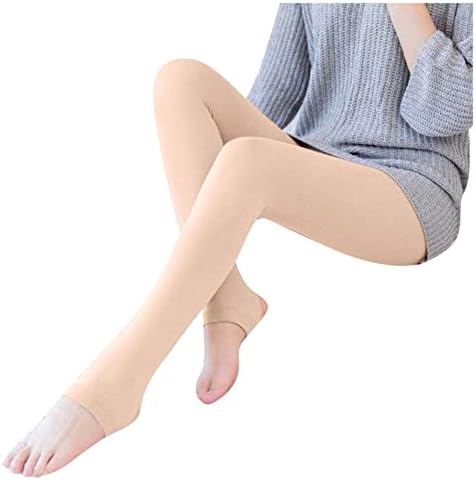 XXBR Bayan Termal Üzengi Tayt, Kış Kalın Sıcak Dikişsiz Opak Polar Astarlı Tayt Şekillendirme Slim Fit Külotlu Çorap