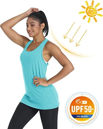 TACVASEN kadın Egzersiz Tankı Üstleri UPF 50 + Atletik Koşu Yoga Gömlek Temel Kolsuz Racerback Spor Tees Tops