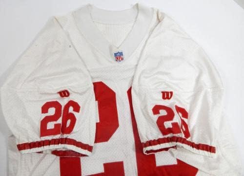 1980'lerin sonu 1990'ların başı San Francisco 49ers 26 Oyunu Kullanılmış Beyaz Forma 48 721-İmzasız NFL Oyunu Kullanılmış