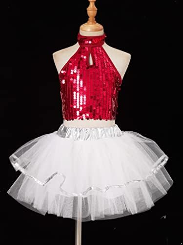 Agoky Çocuk Kız Parlak Bale Dans Elbise Caz Latin Modern Dans Kıyafetleri Sahne Performansı Kostüm Giyim Giyim