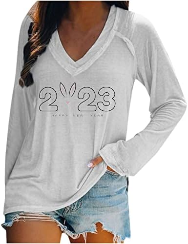 Beyaz Yaz Sonbahar Üst Gömlek Kadınlar için 2023 Giyim Moda Uzun Kollu Ekip Boyun Grafik Temel Brunch T Shirt 10