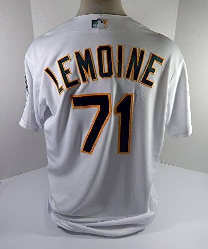 2021 Oakland Atletizm Jacob Lemoine 71 Oyun Kullanılmış Beyaz Forma Açık Fosse P 9 - Oyun Kullanılmış MLB Formaları