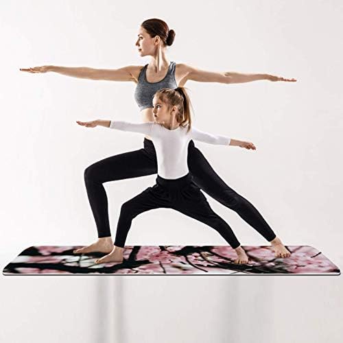 meikadianzishangwu Kiraz Çiçekleri Pembe Kalın Kaymaz Egzersiz ve Fitness 1/4 Yoga mat Yoga Pilates ve Zemin Fitness