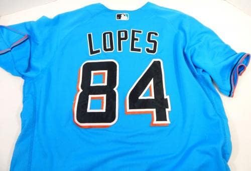 2020 Miami Marlins Lopes 84 Oyun Kullanılmış Mavi Forma 46 DP22268 - Oyun Kullanılmış MLB Formaları