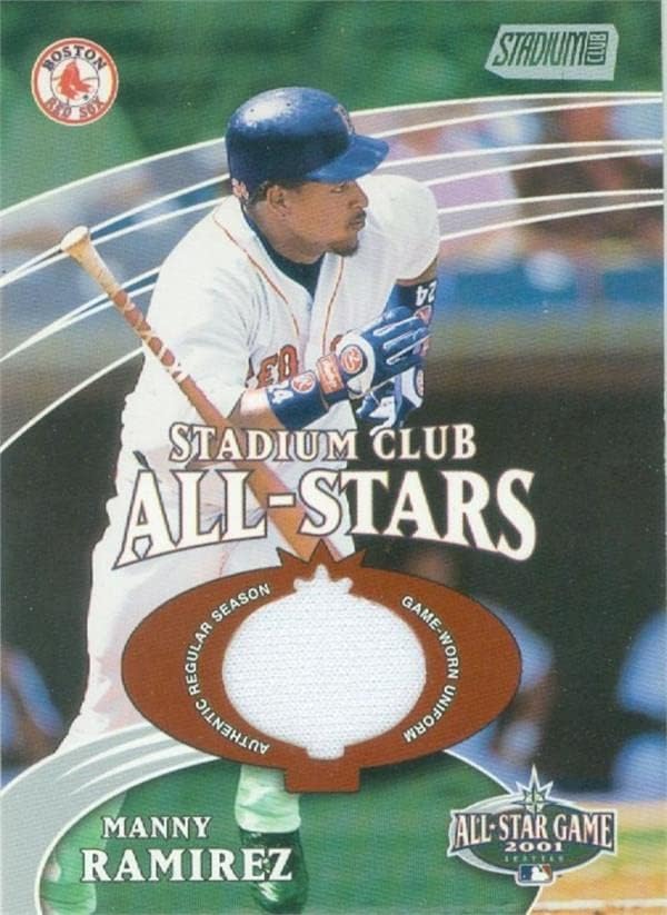 Manny Ramirez oyuncu yıpranmış forması yama beyzbol kartı (Boston Red Sox) 2001 Topps Stadyum Kulübü Tüm Yıldız