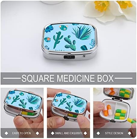 Hap Kutusu Kaktüs Çiçekleri Kare Şeklinde İlaç tablet kılıfı Taşınabilir Pillbox Vitamin Konteyner Organizatör Hap