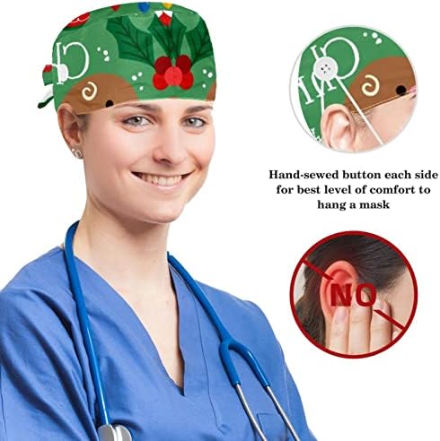 Noel Kardan Adam Desen Sevimli Çalışma Kap Düğmeleri ile Ayarlanabilir Kabarık Şapka Unisex Fırçalama Kap Yay Saç