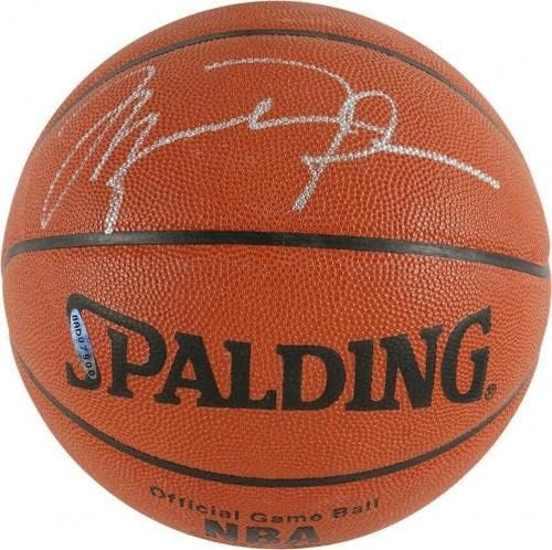 Michael Jordan İmzalı Spalding Resmi NBA Oyunu Basketbol UDA Üst Güverte COA İmzalı Basketbollar