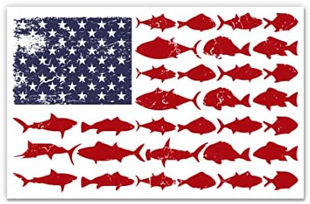 Amerikan Balıkçı Bayrağı Çıkartmaları - 2 Paket 3 Çıkartmalar - Araba, Telefon, Su Şişesi, Dizüstü Bilgisayar için