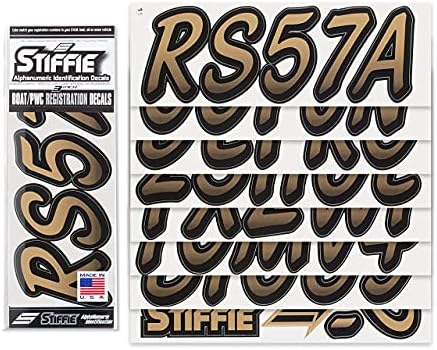 Stiffie Whipline Metalik Altın / Siyah 3 NOKTA Çıkartması Kiti Kayıt Numaraları Vinil Yazı Yarı Kamyon Traktör Römork