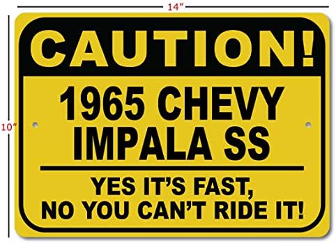 1965 65 Chevy Impala SS Dikkat Hızlı Araba İşareti, Metal Yenilik İşareti, Adam Mağara Duvar Dekoru, Garaj İşareti-10x14