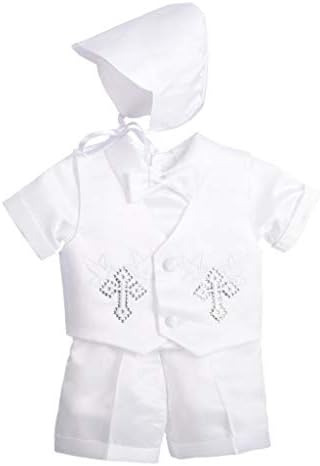 Lito Melekler Bebek Erkek Vaftiz Giyim Vaftiz Kıyafetler Kaput ile Kısa Uzun Kollu Beyaz Takım Elbise