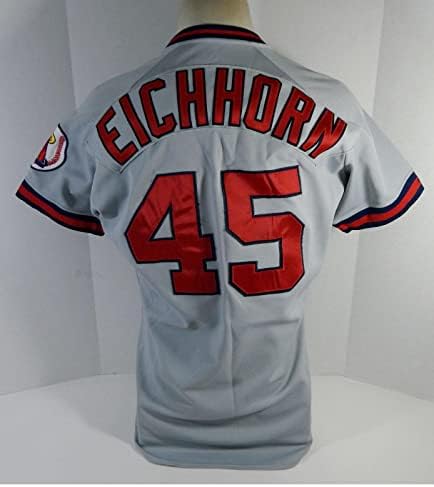 1991 California Angels Mark Eichhorn 45 Oyun Kullanılmış Gri Forma DP14373 - Oyun Kullanılmış MLB Formaları