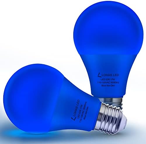 LOHAS LED A19 mavi ampul, Renkli ampuller 17W (150Watt Eşdeğeri), E26 taban mavi ışıklar Loş olmayan, Cadılar Bayramı
