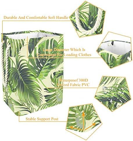 DEYYA Tropikal palmiye yaprakları Desen çamaşır sepetleri Sepet Uzun Boylu Sağlam Katlanabilir Yetişkin Çocuklar