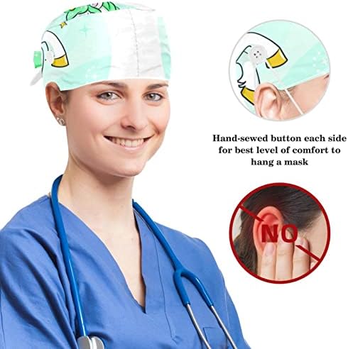 Düğmeli Ayarlanabilir Çalışma Başlığı, karpuz çizgili Cerrahi Başlık Ter Bandı, Fiyonklu Şapkaları Geri Bağlayın